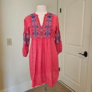 Johnny Was Embroidered Cotton Tunic, Size M, good condition